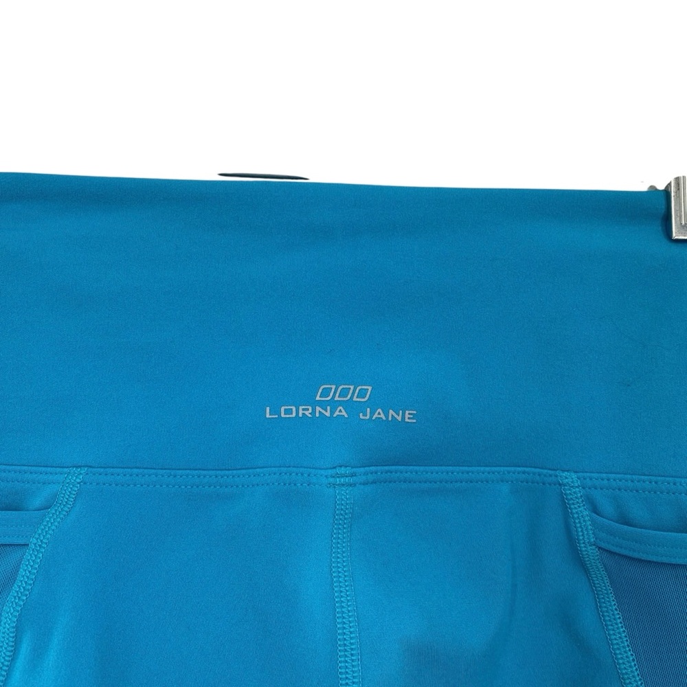 Lorna Jane High Waisted Cropped Ankle Blue Leggings Mesh Panel - Picture 5 of 7